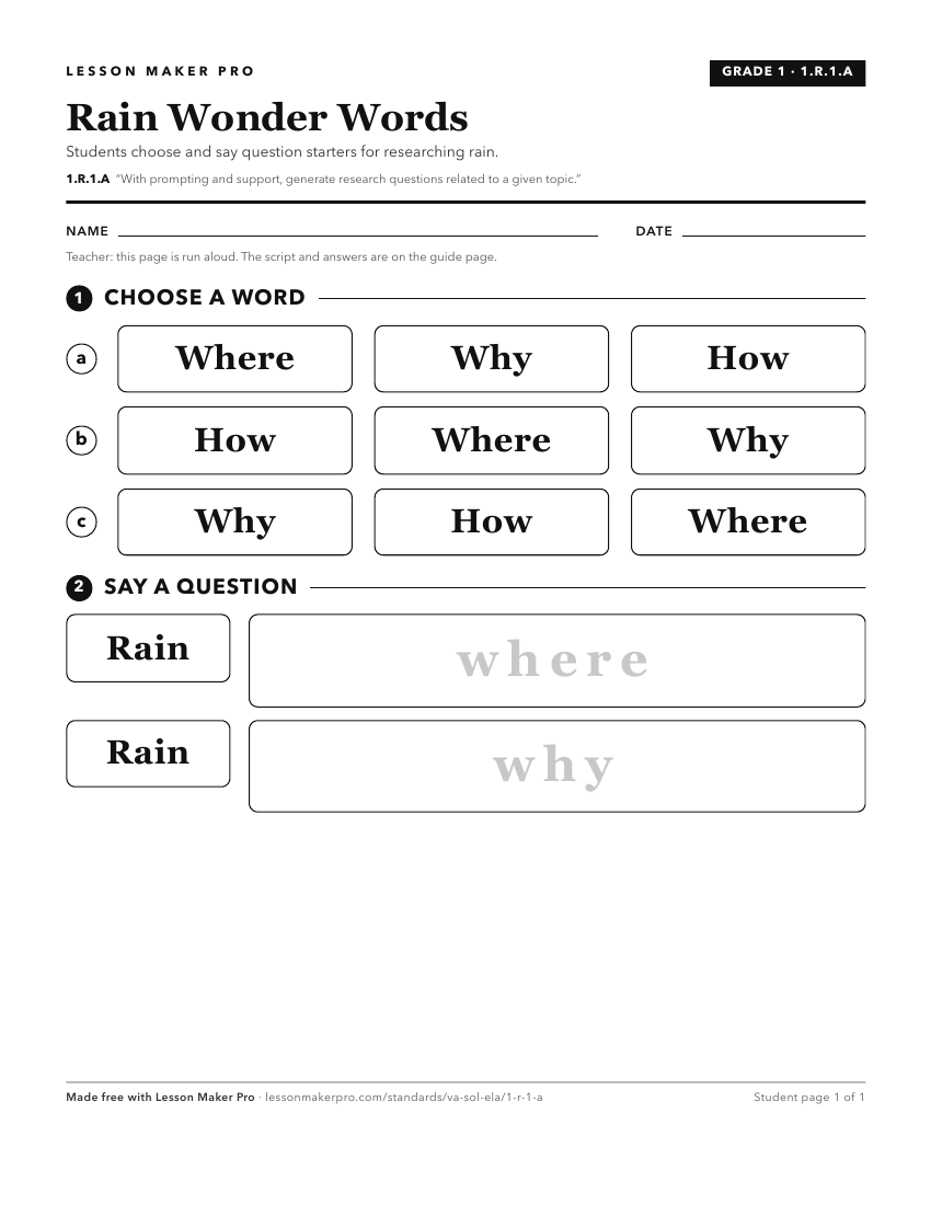 Preview of the 1.R.1.A printable worksheet
