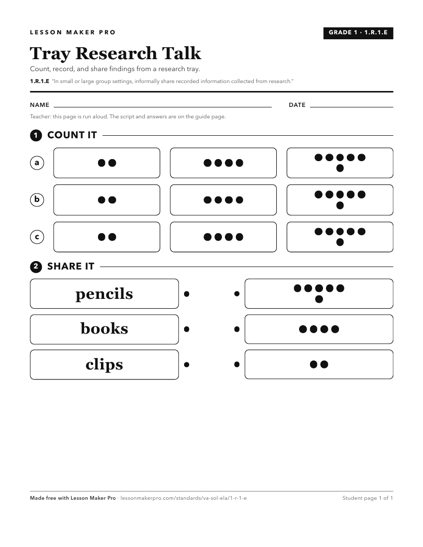 Preview of the 1.R.1.E printable worksheet