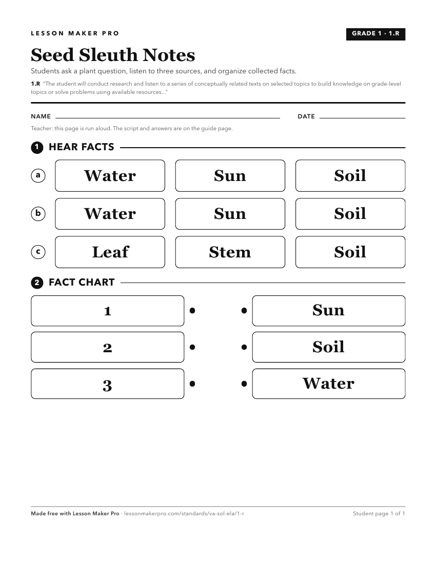 Preview of the 1.R printable worksheet