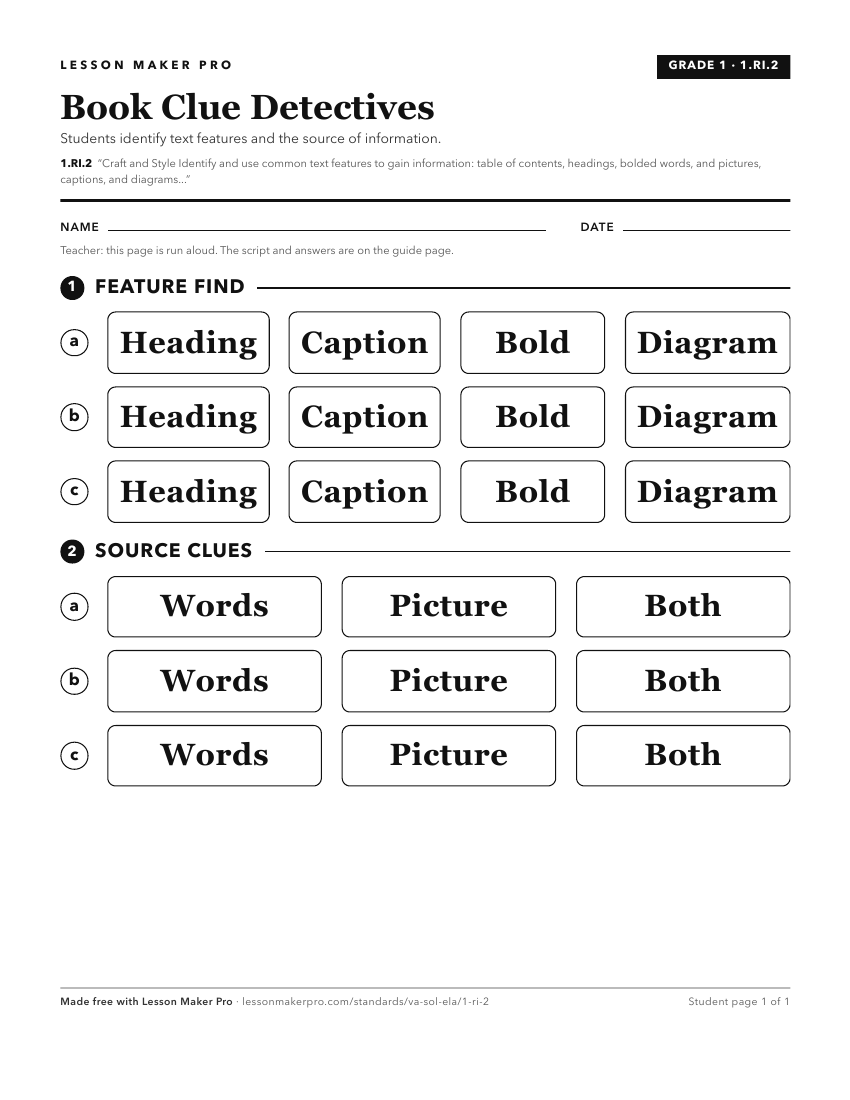 Preview of the 1.RI.2 printable worksheet