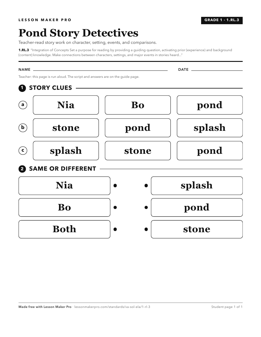 Preview of the 1.RL.3 printable worksheet