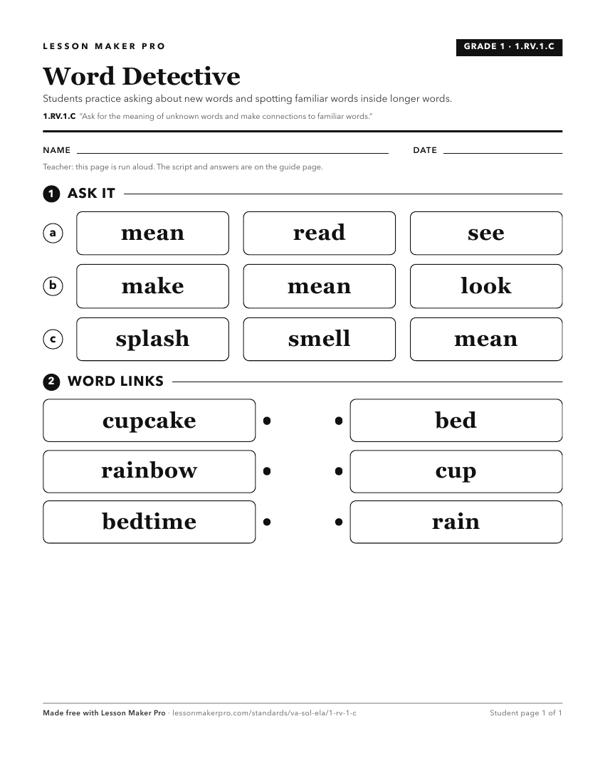Preview of the 1.RV.1.C printable worksheet