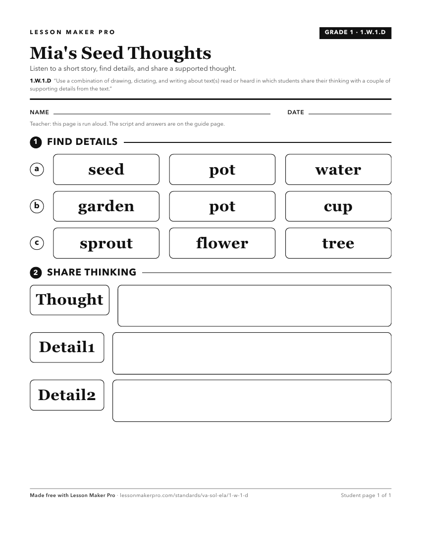 Preview of the 1.W.1.D printable worksheet
