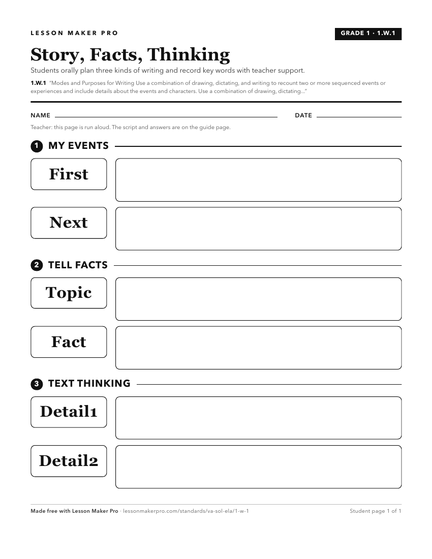 Preview of the 1.W.1 printable worksheet