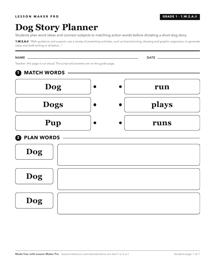 Preview of the 1.W.2.A.ii printable worksheet