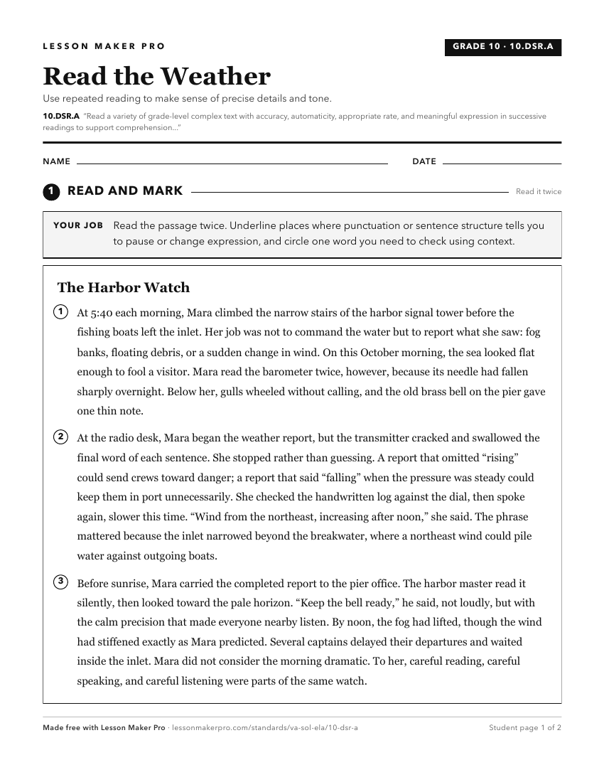 Preview of the 10.DSR.A printable worksheet