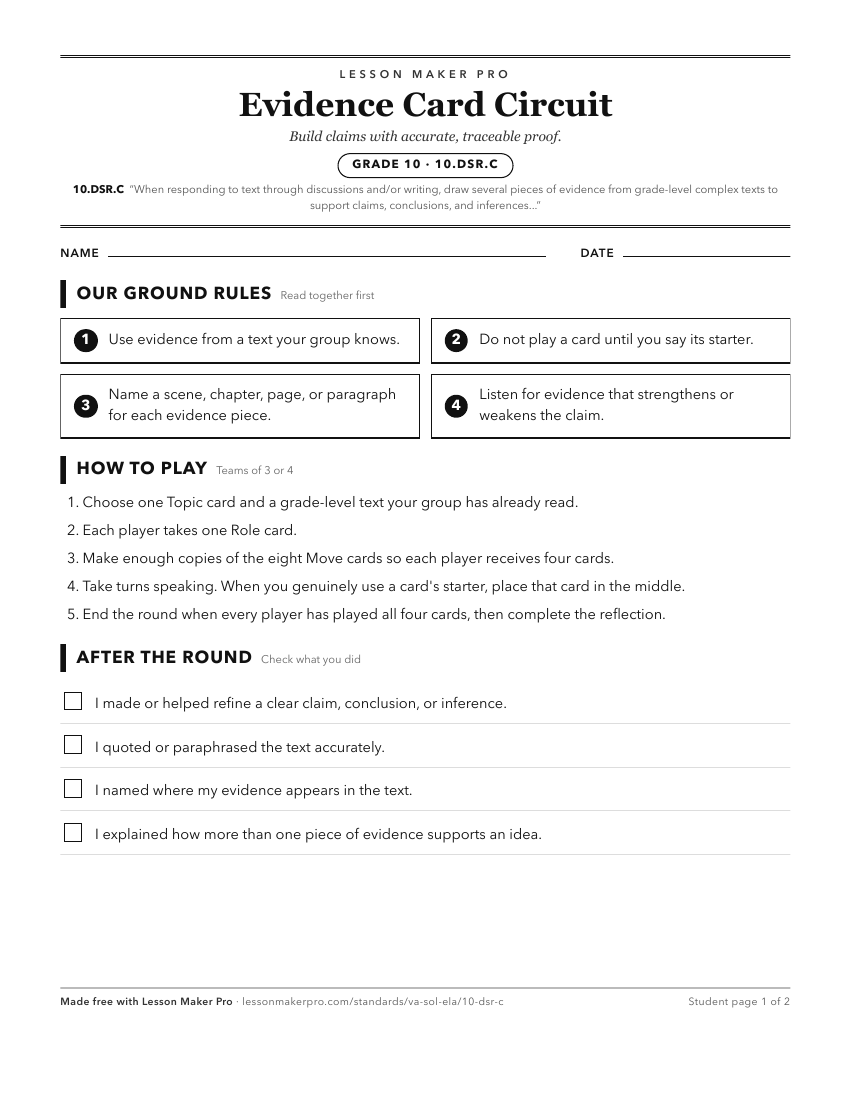 Preview of the 10.DSR.C printable worksheet