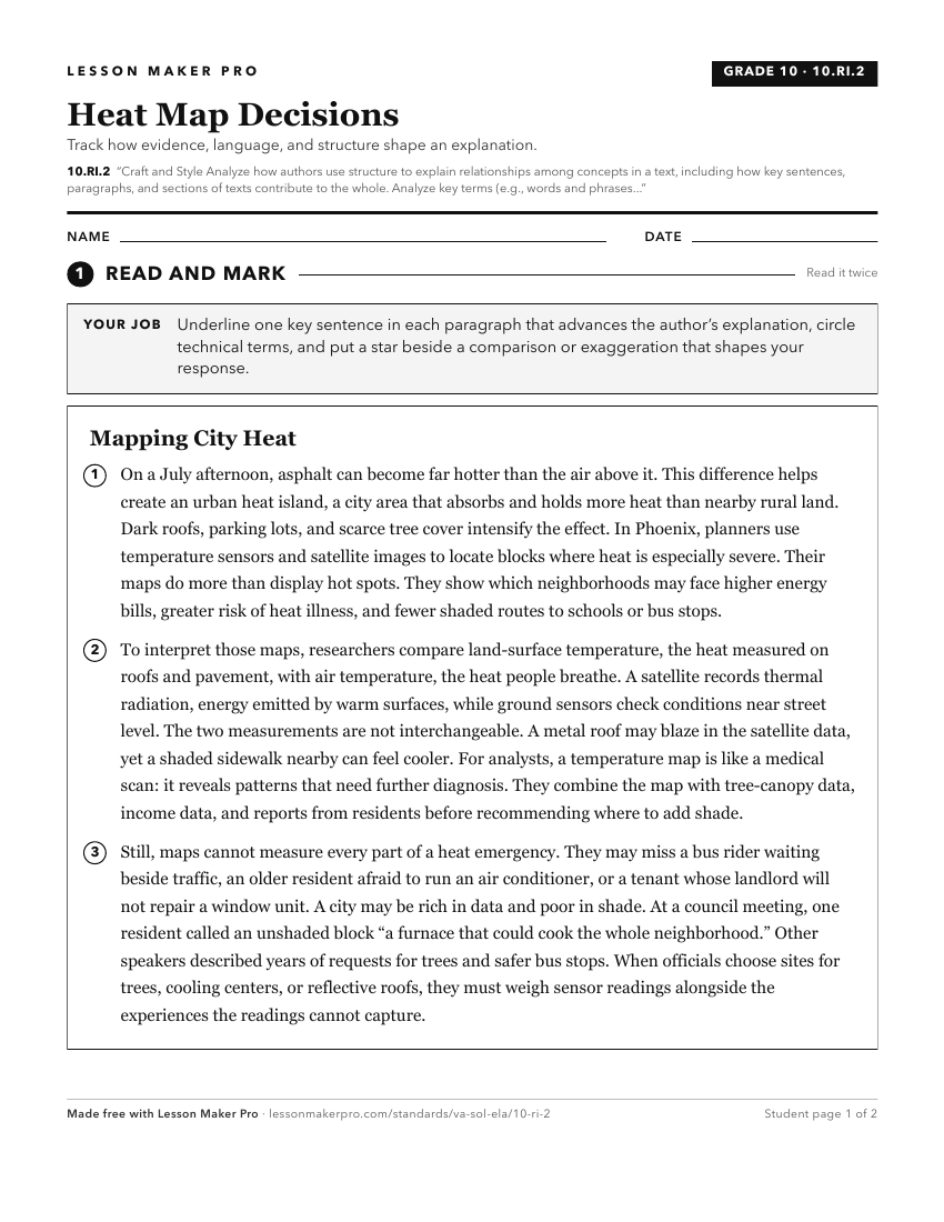 Preview of the 10.RI.2 printable worksheet