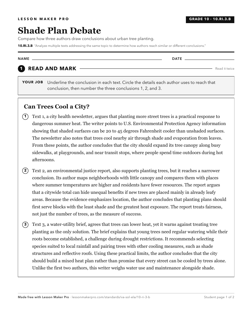 Preview of the 10.RI.3.B printable worksheet