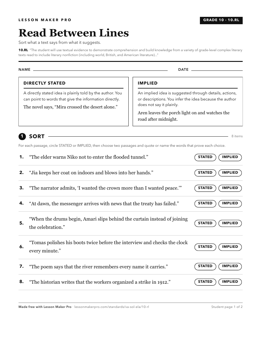 Preview of the 10.RL printable worksheet