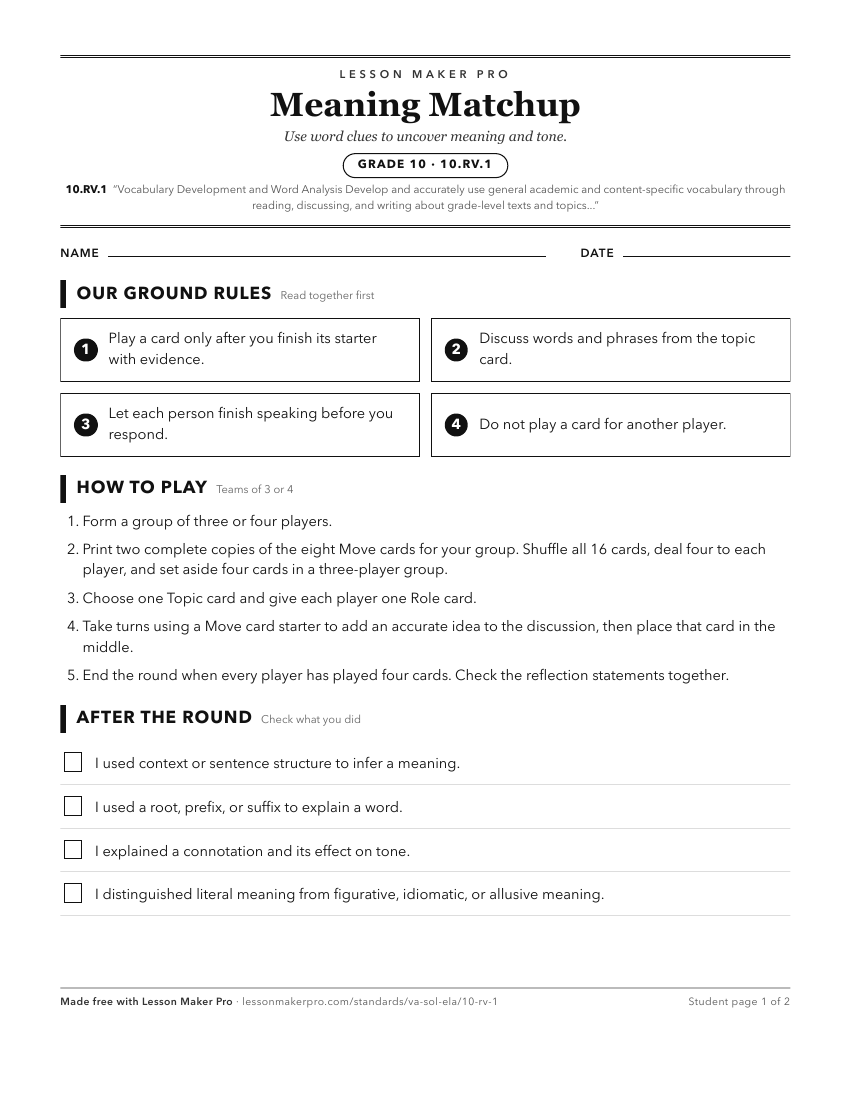 Preview of the 10.RV.1 printable worksheet