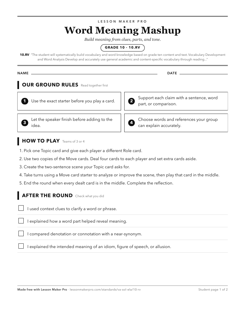 Preview of the 10.RV printable worksheet