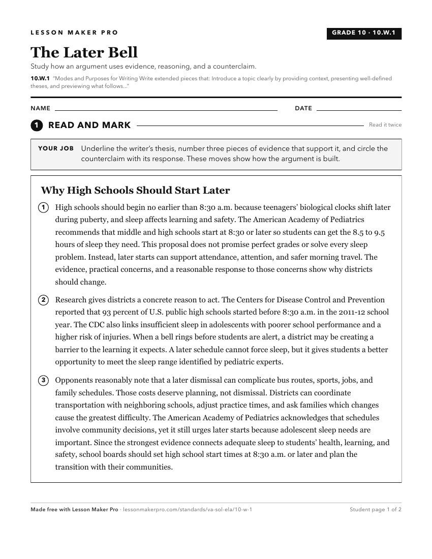 Preview of the 10.W.1 printable worksheet