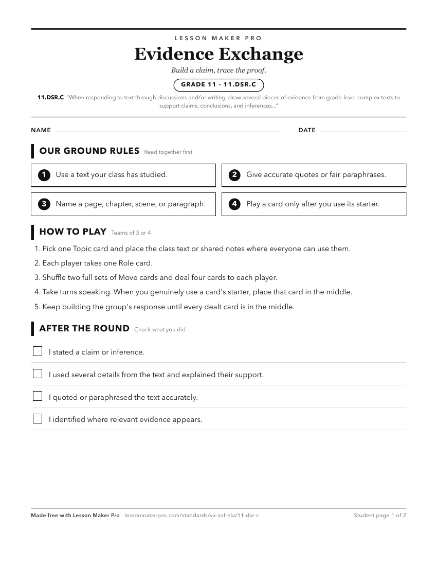 Preview of the 11.DSR.C printable worksheet