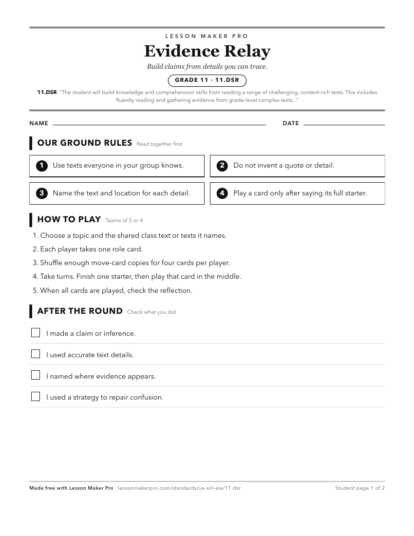 Preview of the 11.DSR printable worksheet