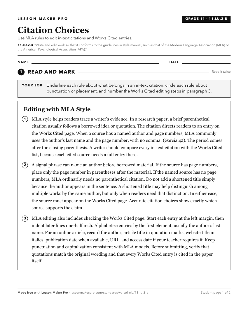 Preview of the 11.LU.2.B printable worksheet