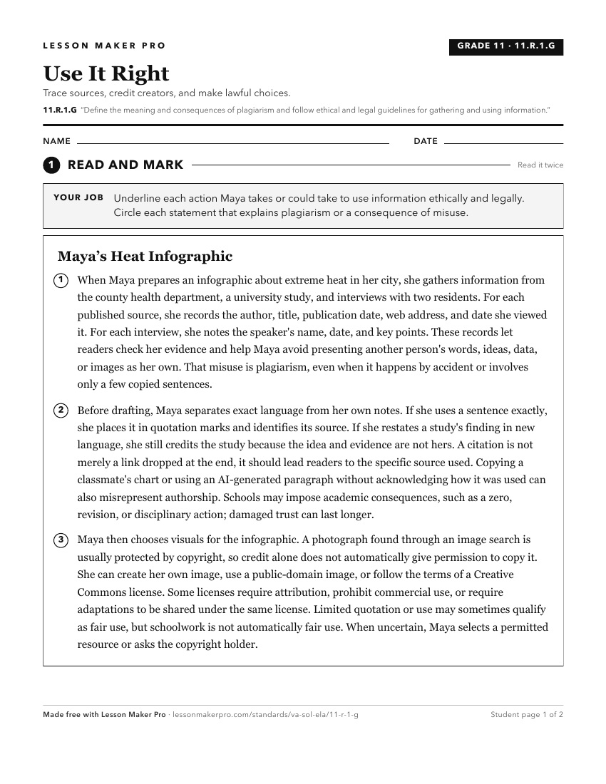 Preview of the 11.R.1.G printable worksheet
