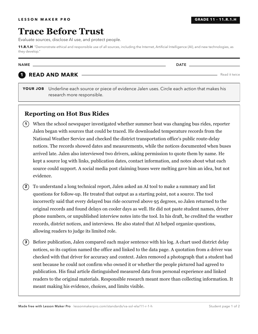 Preview of the 11.R.1.H printable worksheet