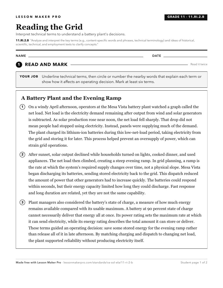 Preview of the 11.RI.2.B printable worksheet