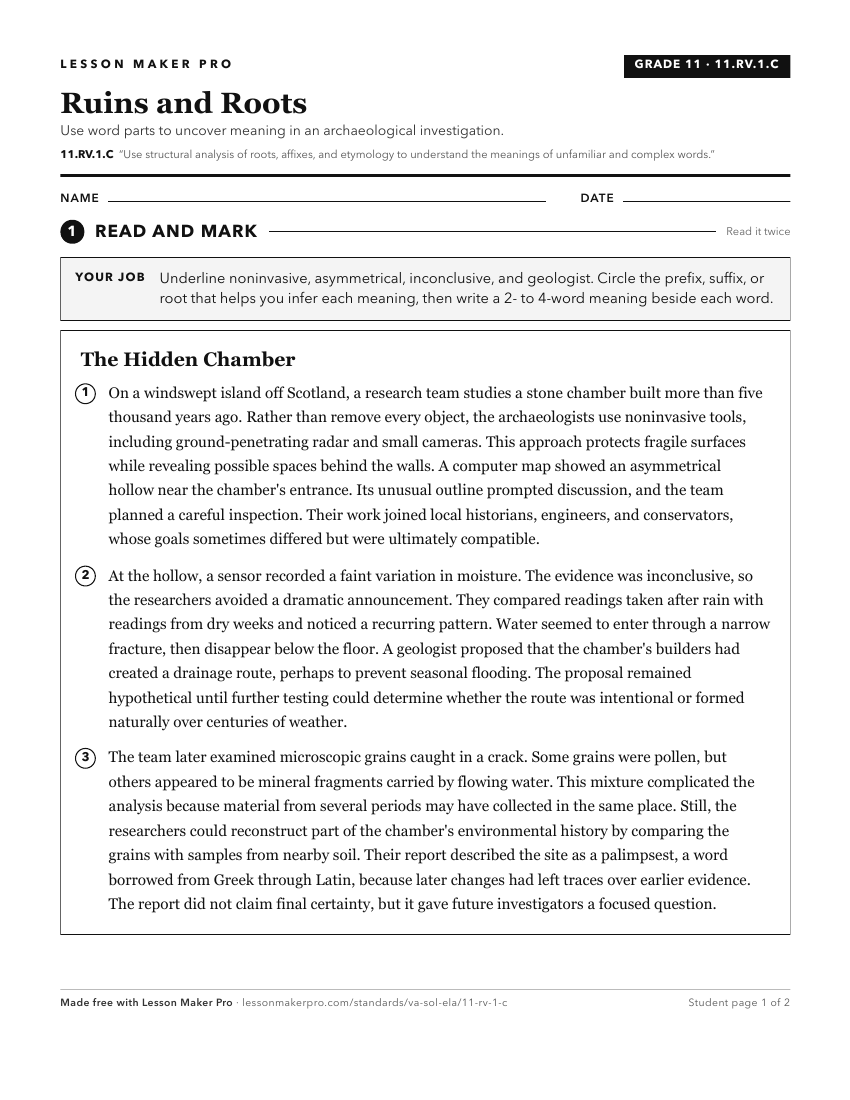 Preview of the 11.RV.1.C printable worksheet