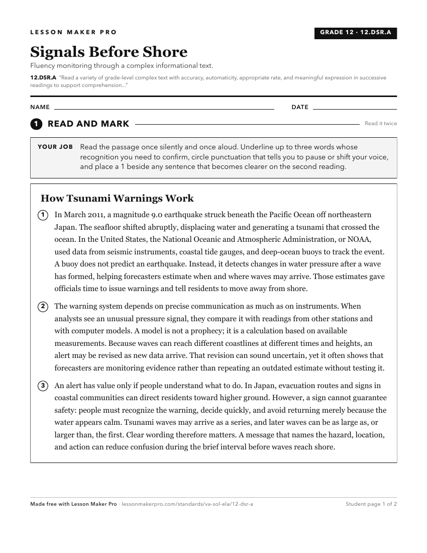 Preview of the 12.DSR.A printable worksheet