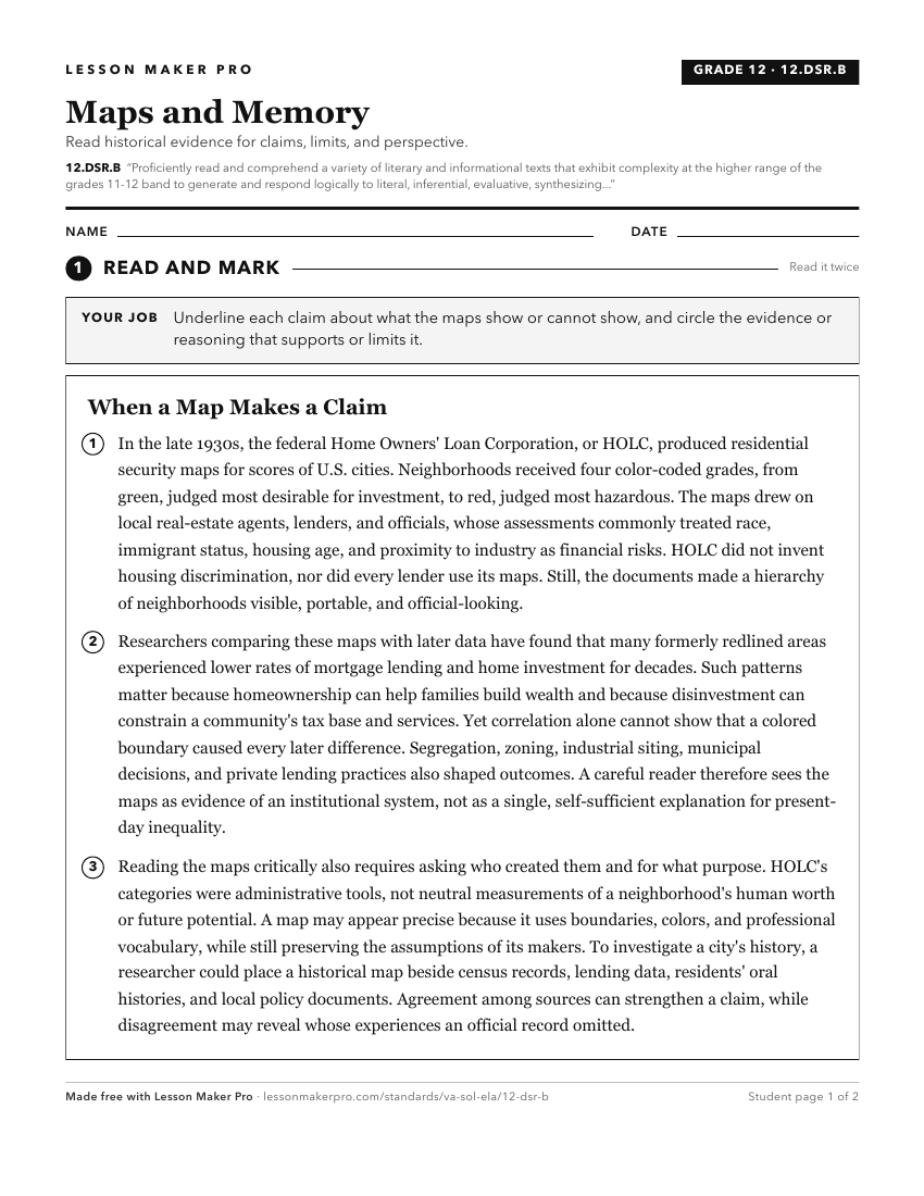 Preview of the 12.DSR.B printable worksheet