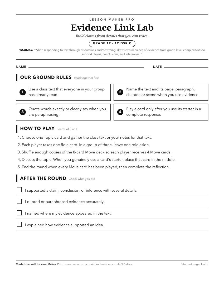 Preview of the 12.DSR.C printable worksheet