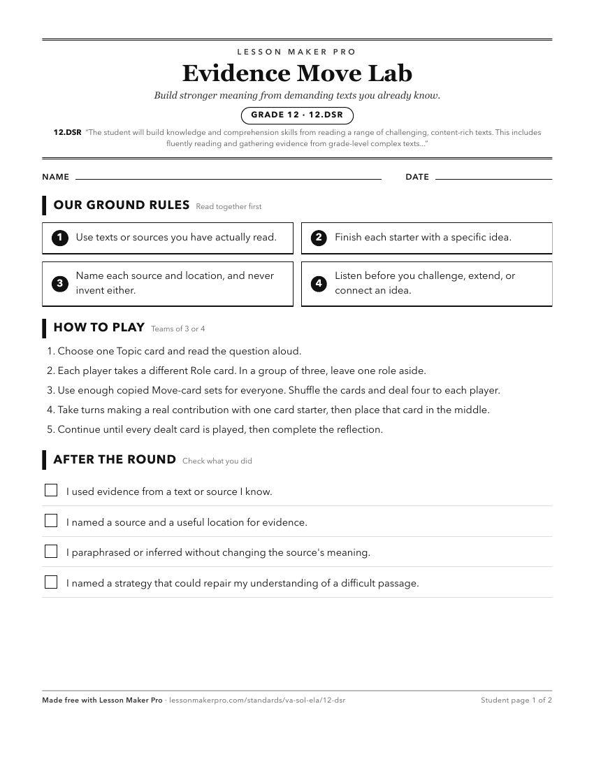 Preview of the 12.DSR printable worksheet