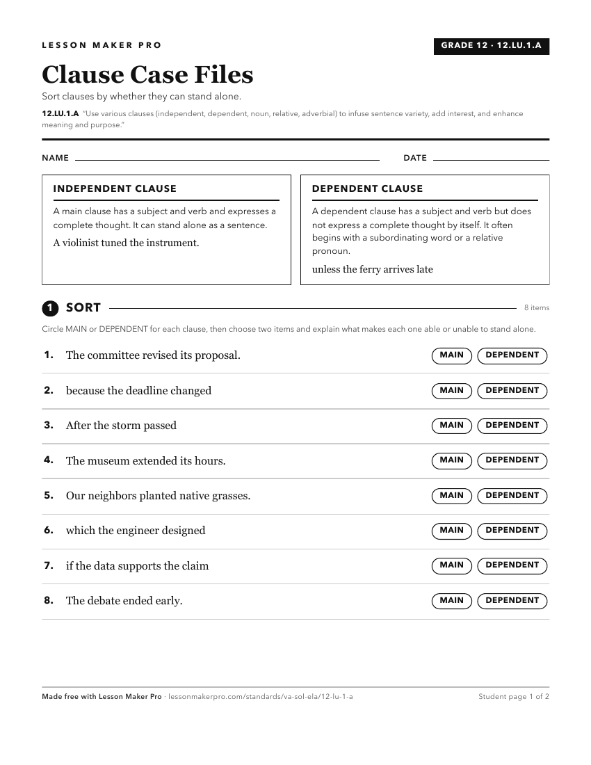 Preview of the 12.LU.1.A printable worksheet