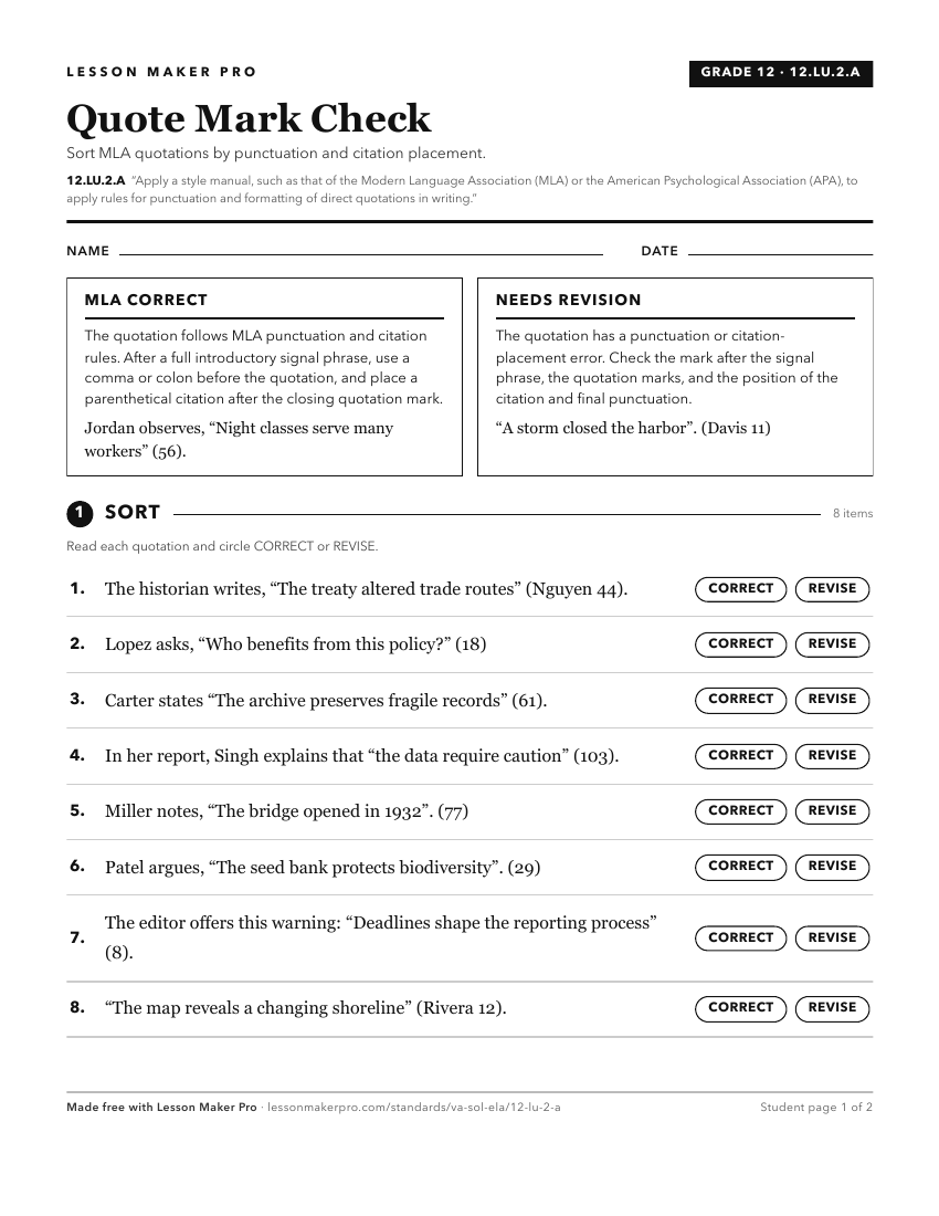 Preview of the 12.LU.2.A printable worksheet
