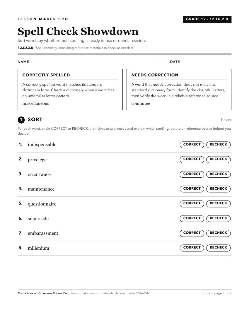Preview of the 12.LU.2.B printable worksheet