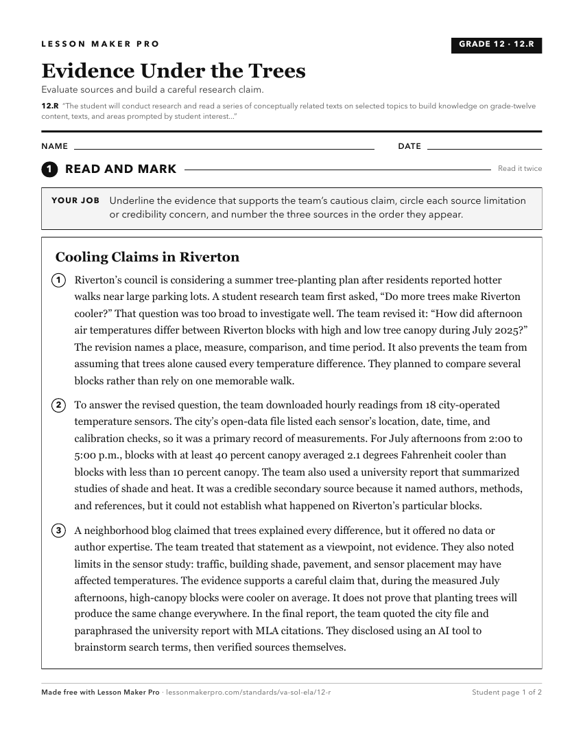 Preview of the 12.R printable worksheet