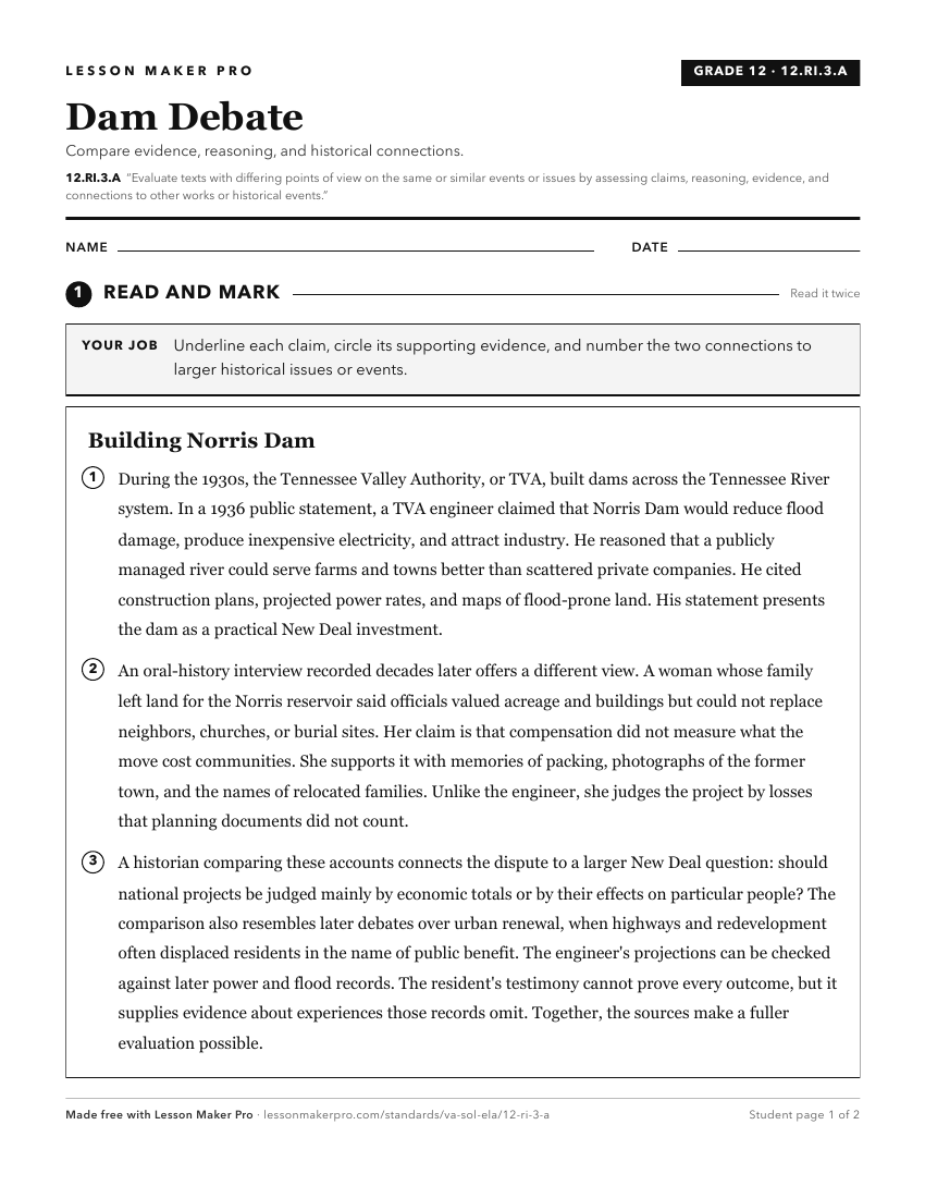 Preview of the 12.RI.3.A printable worksheet