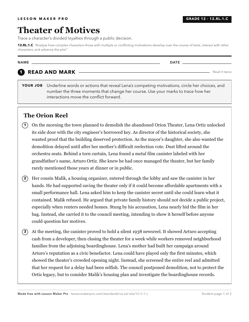 Preview of the 12.RL.1.C printable worksheet
