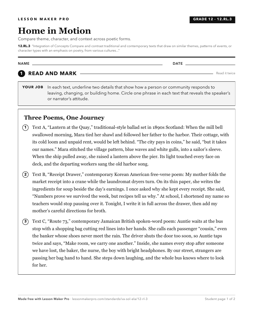 Preview of the 12.RL.3 printable worksheet