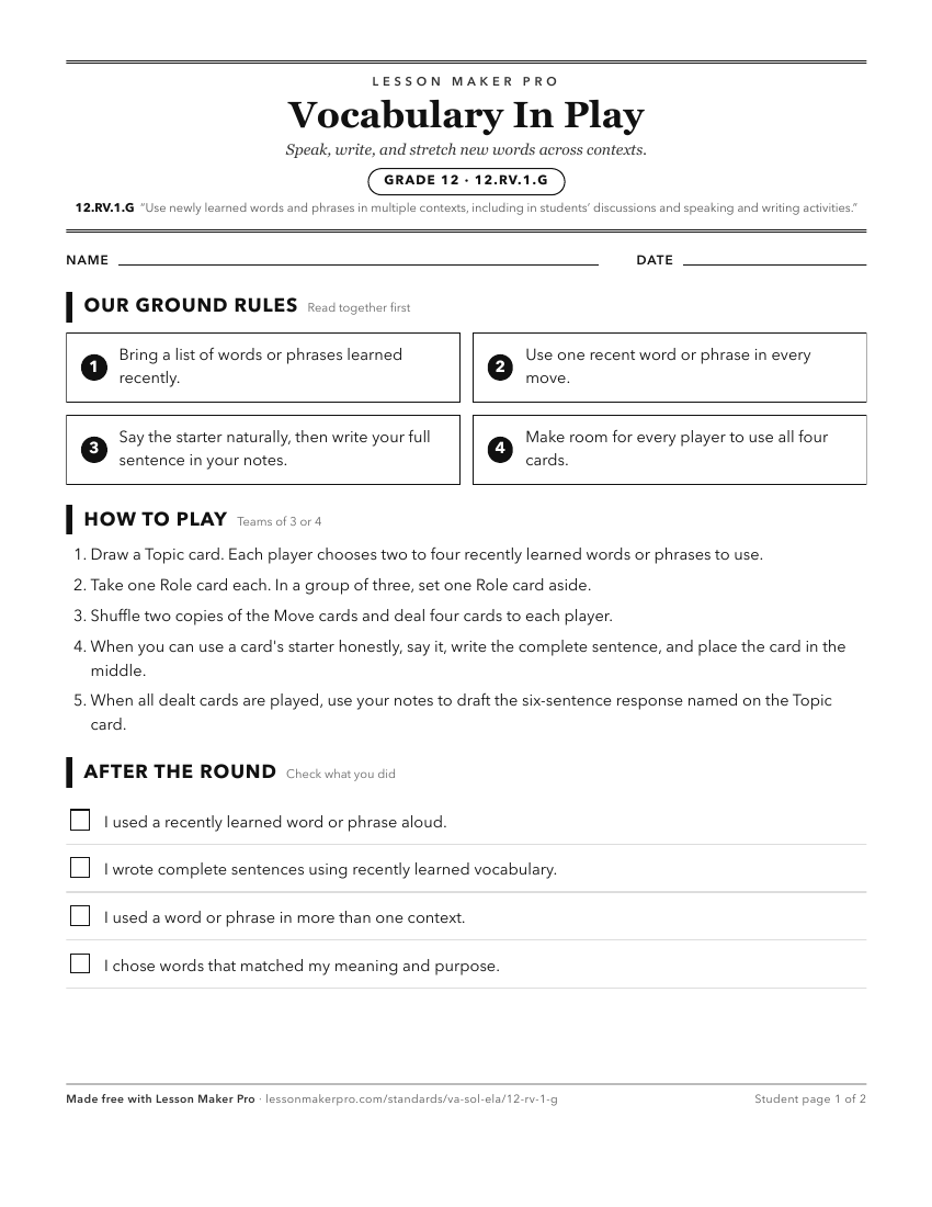 Preview of the 12.RV.1.G printable worksheet