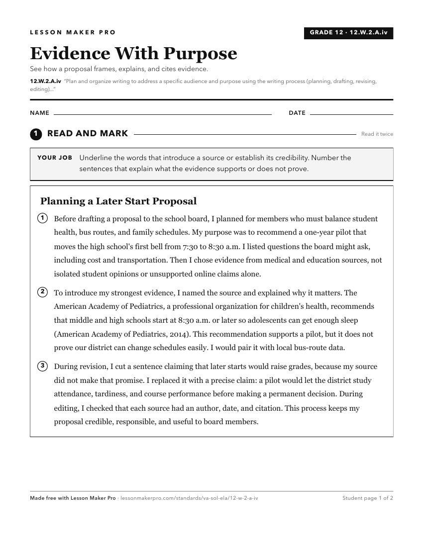 Preview of the 12.W.2.A.iv printable worksheet