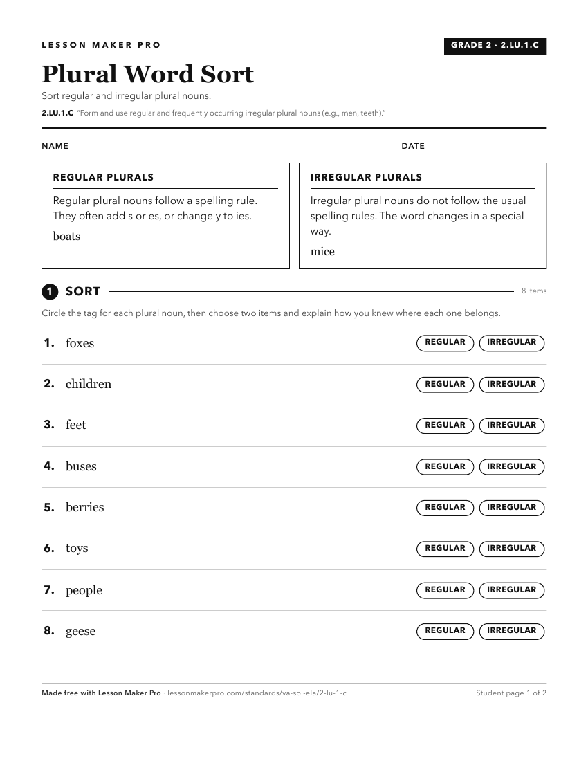 Preview of the 2.LU.1.C printable worksheet