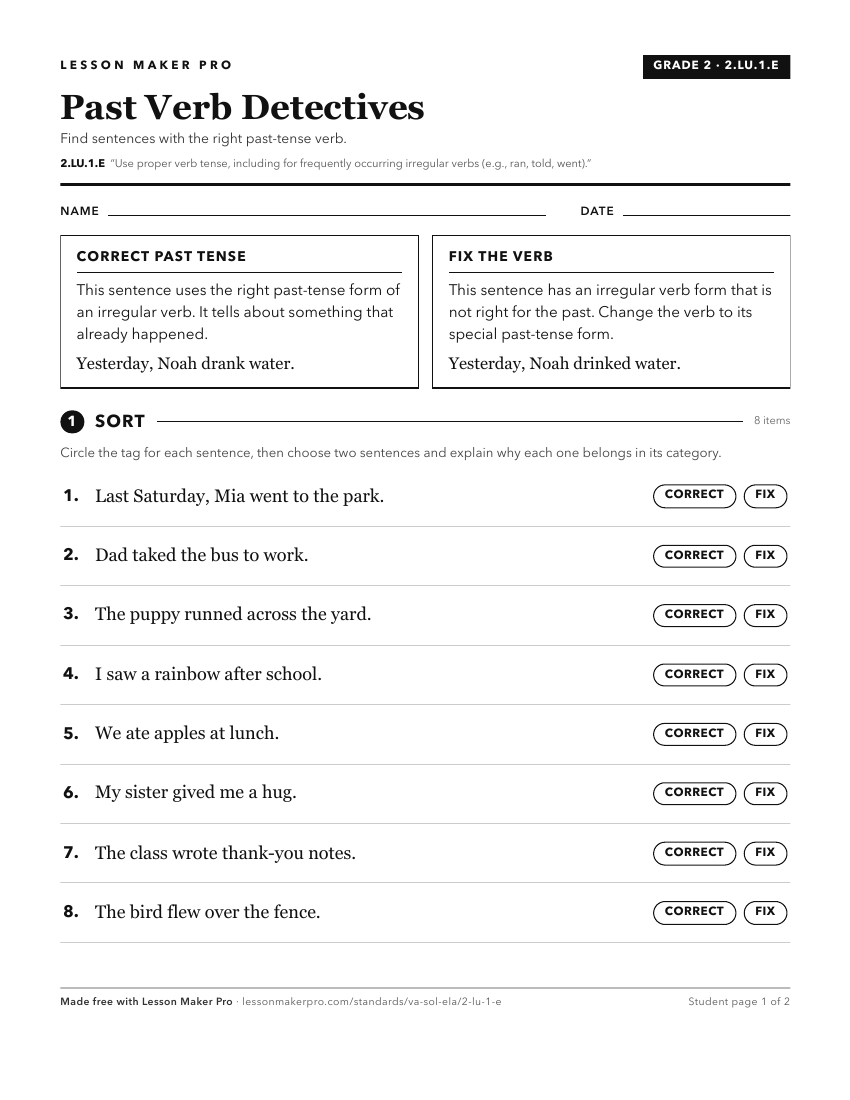 Preview of the 2.LU.1.E printable worksheet
