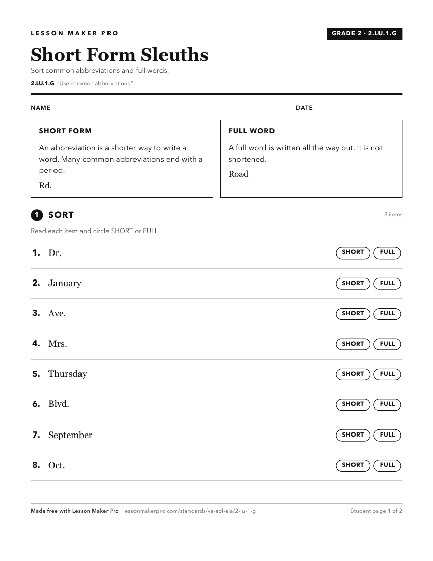 Preview of the 2.LU.1.G printable worksheet