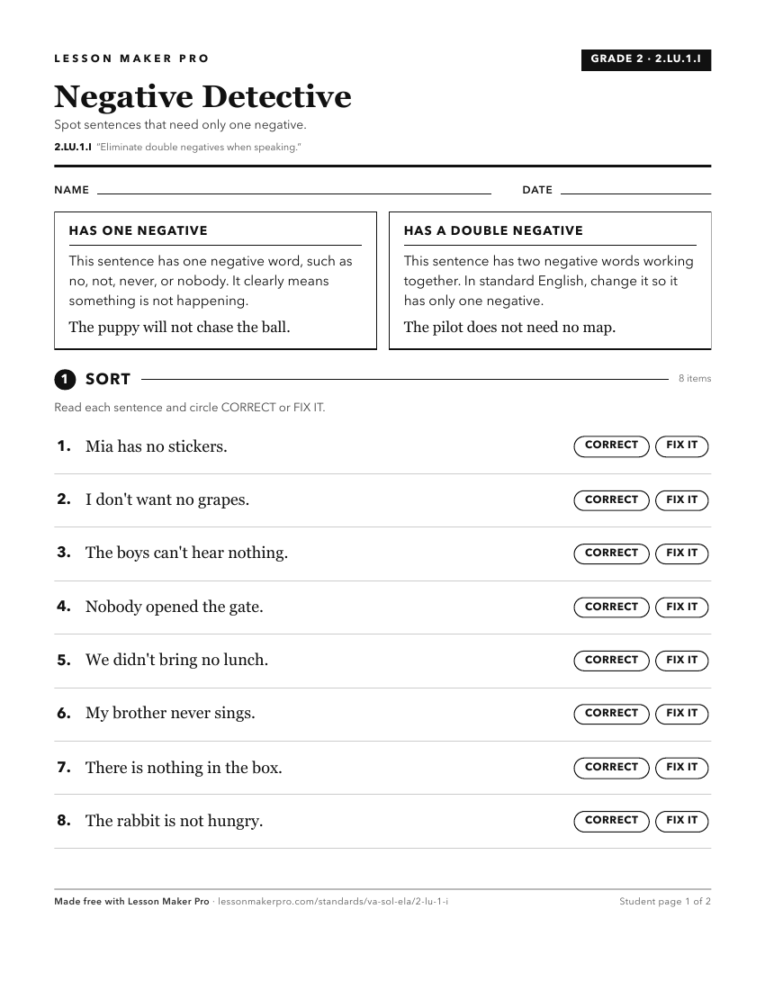 Preview of the 2.LU.1.I printable worksheet