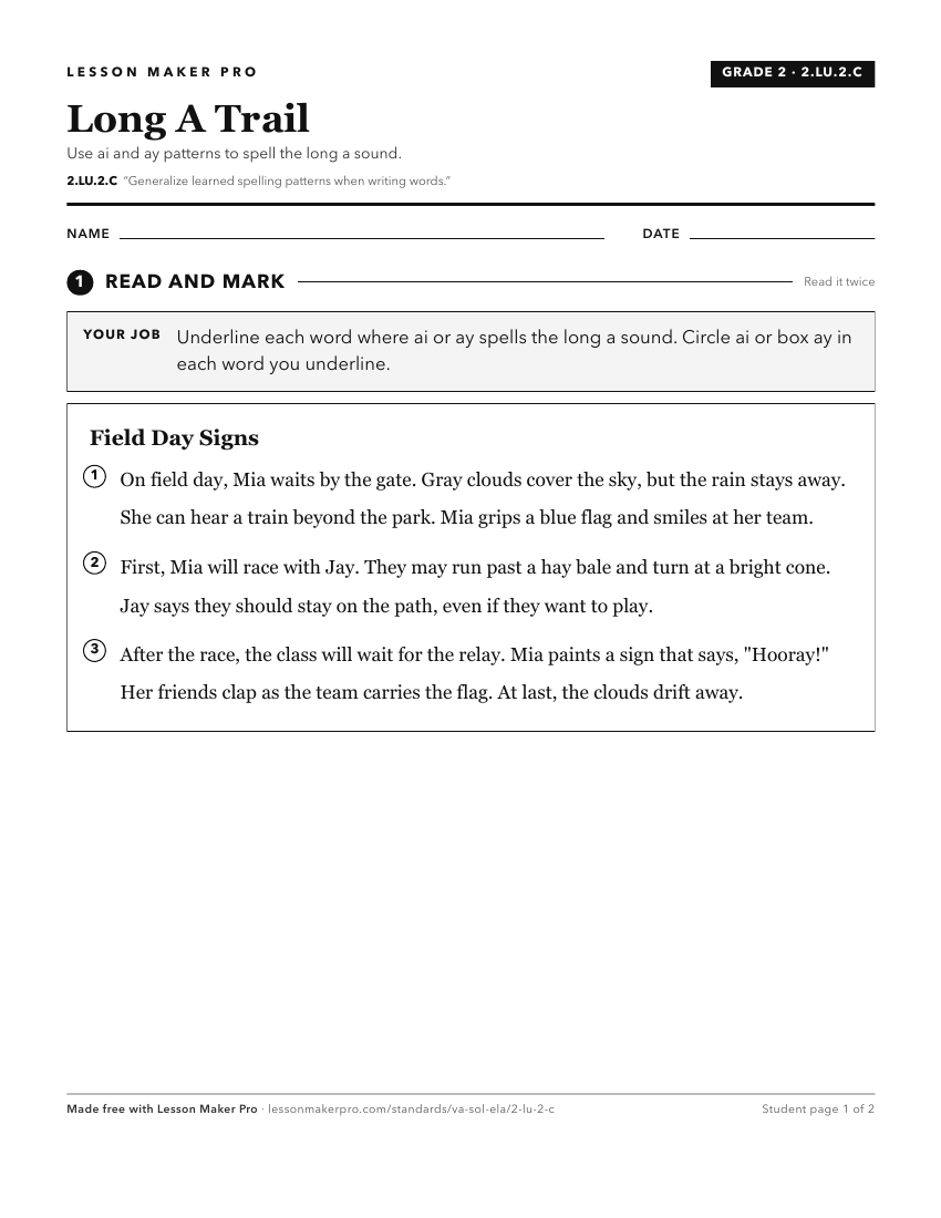 Preview of the 2.LU.2.C printable worksheet