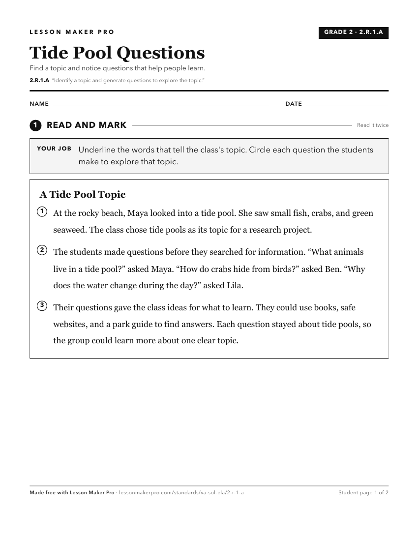 Preview of the 2.R.1.A printable worksheet