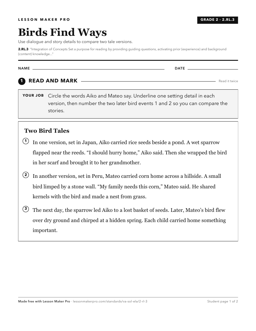 Preview of the 2.RL.3 printable worksheet