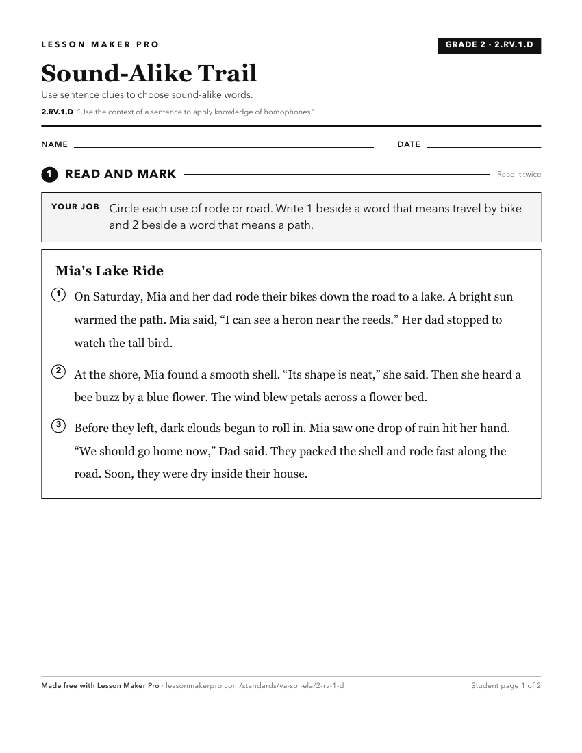 Preview of the 2.RV.1.D printable worksheet