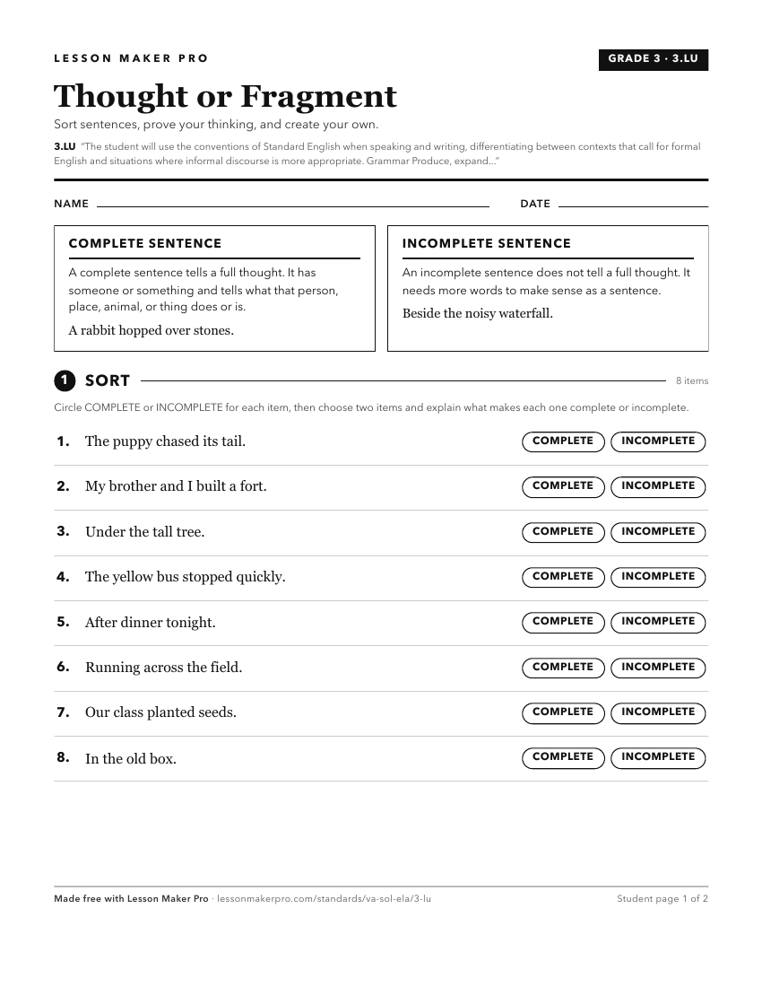 Preview of the 3.LU printable worksheet