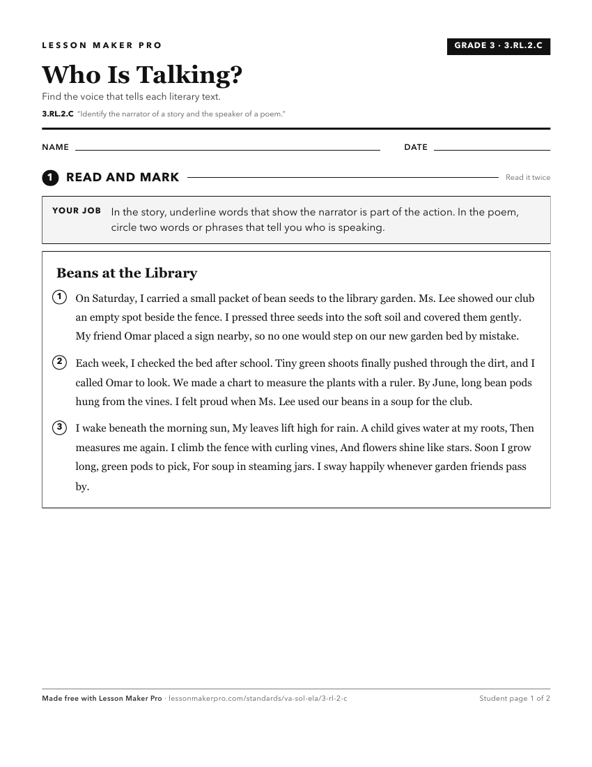 Preview of the 3.RL.2.C printable worksheet
