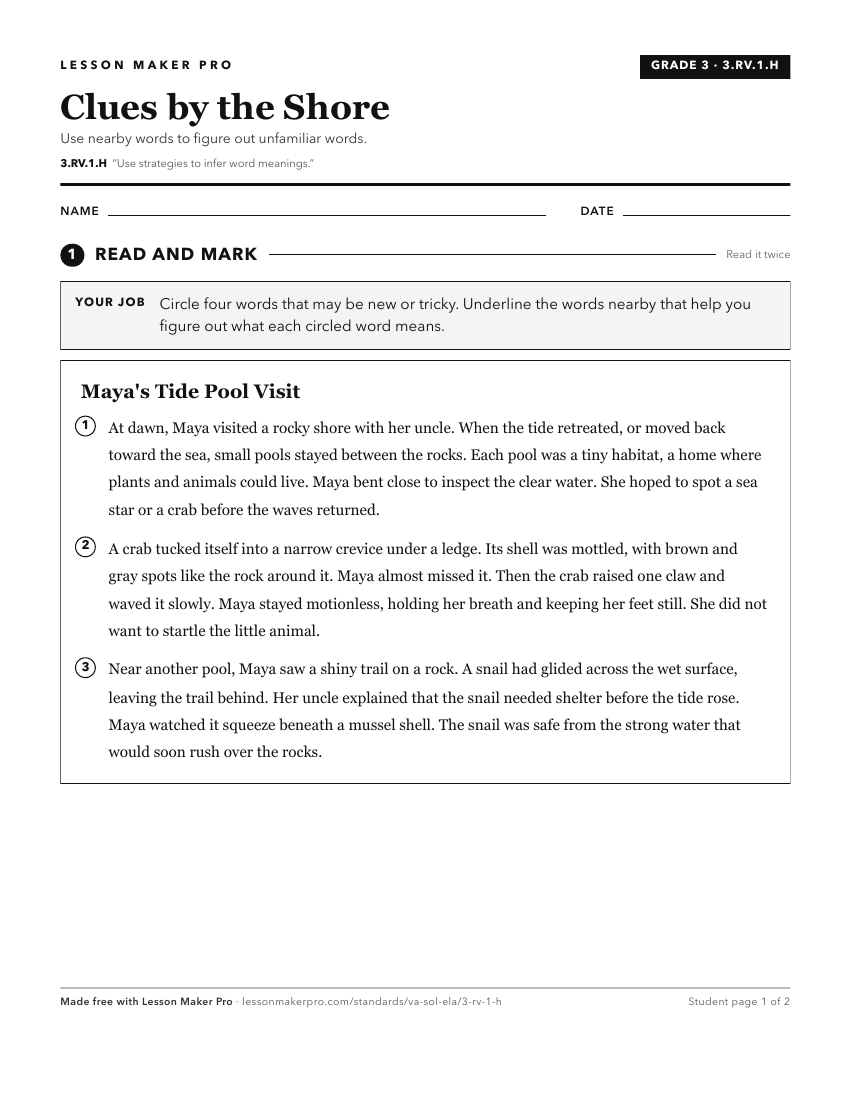 Preview of the 3.RV.1.H printable worksheet
