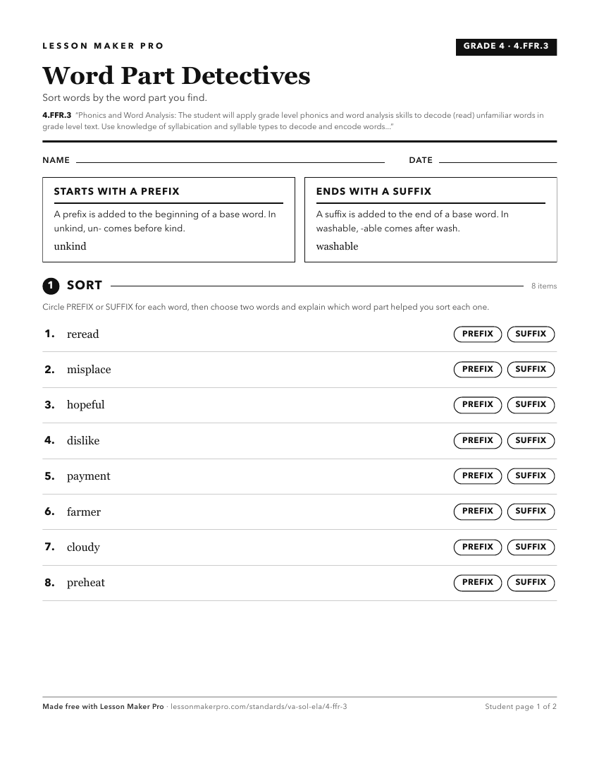 Preview of the 4.FFR.3 printable worksheet