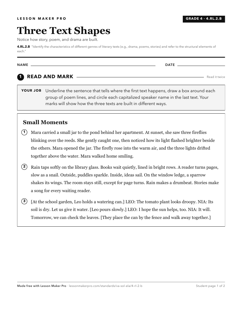 Preview of the 4.RL.2.B printable worksheet